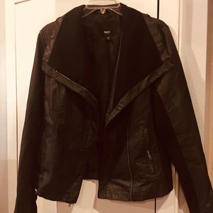 Faux leather jacket zipper pockets